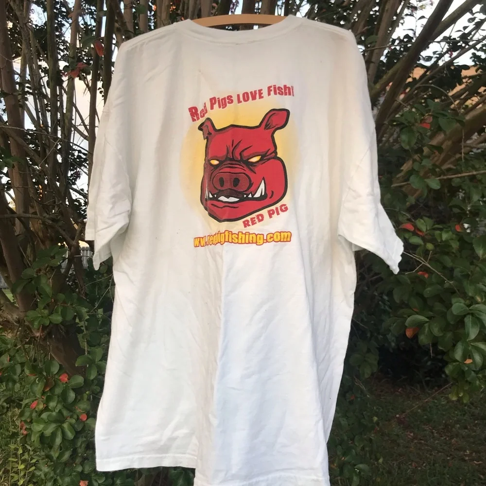 Red pigs fishing T shirt plus size - Picture 4 of 4